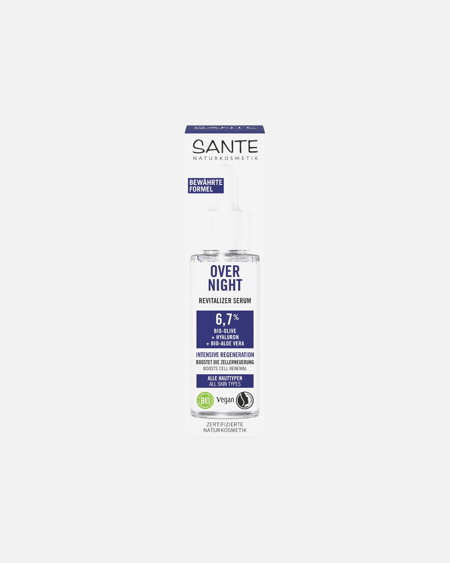 Ser hidratant pentru Femei Overnight Revitalizer Serum mit Bio-Olive, Hyaluron & Bio-Aloe Vera