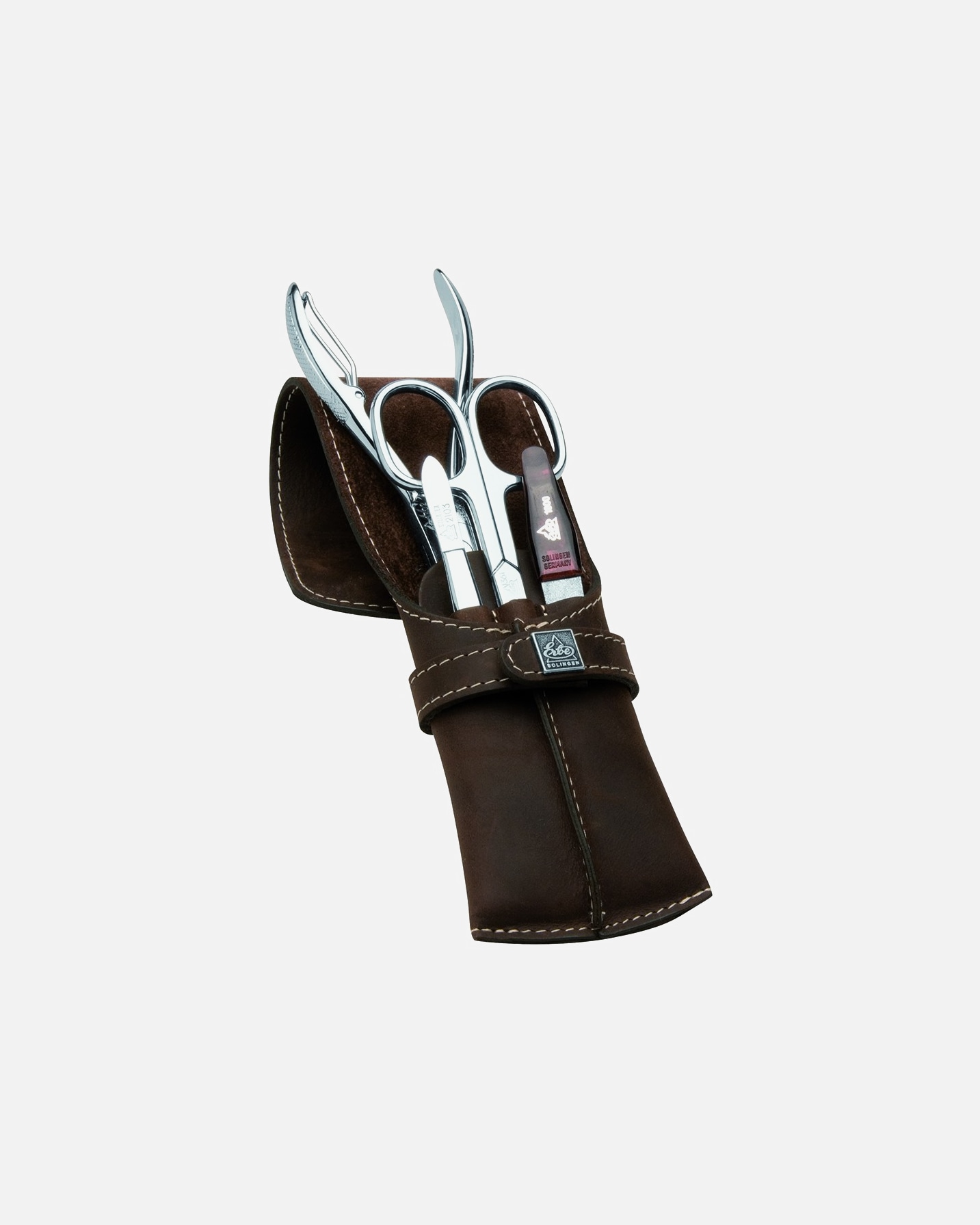 Geanta pentru cosmetice pentru Unisex Set de manichiură în trusă de buzunar cu clapetă, seria Mountain Bear, maro, 4 piese. 1 bucată