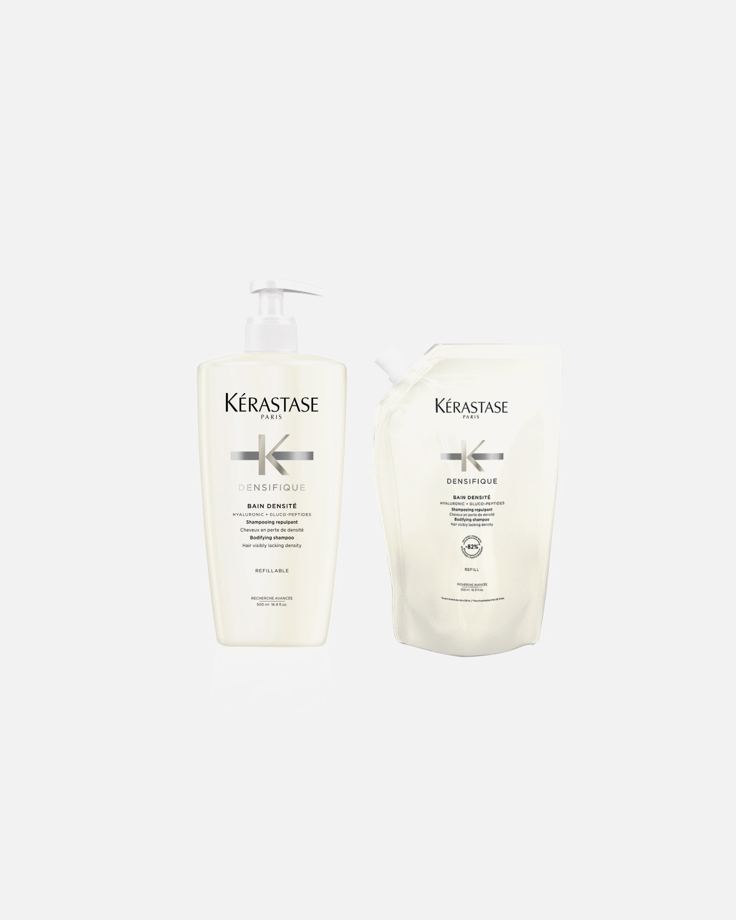 Set ingrijire par pentru Unisex Kérastase Densifique Flacon cu pompă reîncărcabil Bain Densite și pachet de reumplere cu șampon