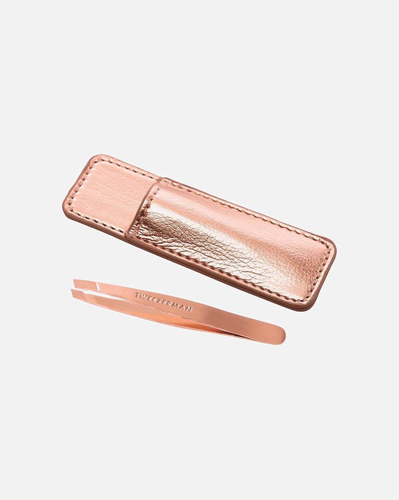 Penseta pentru Femei Tweezerman Mini Slant Tweezer & Case - Rose Gold Mini Slant Tweezer & Case – Pensetă oblică cu husă, aur roz