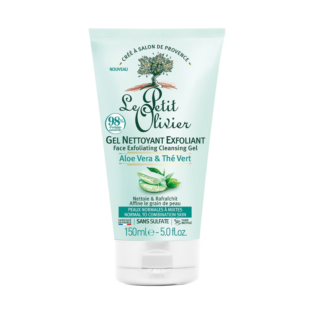 Gel de curatare pentru Le Petit Olivier Exfoliating Cleansing Gel Aloe Vera & The Vert 150 ml