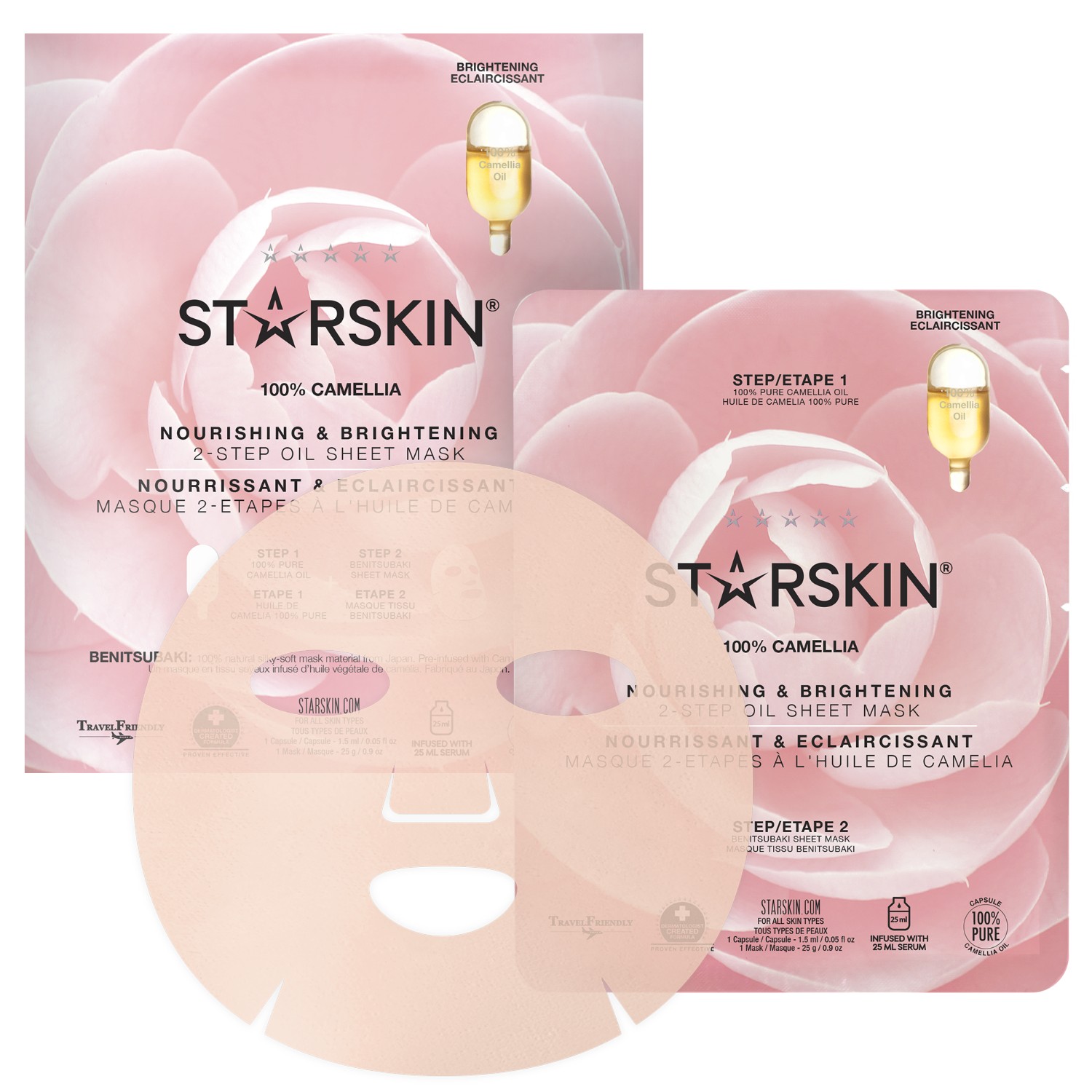 Masca tip folie pentru STARSKIN ® 100% Camellia Nourishing & Brightening Sheet Mask 25 g