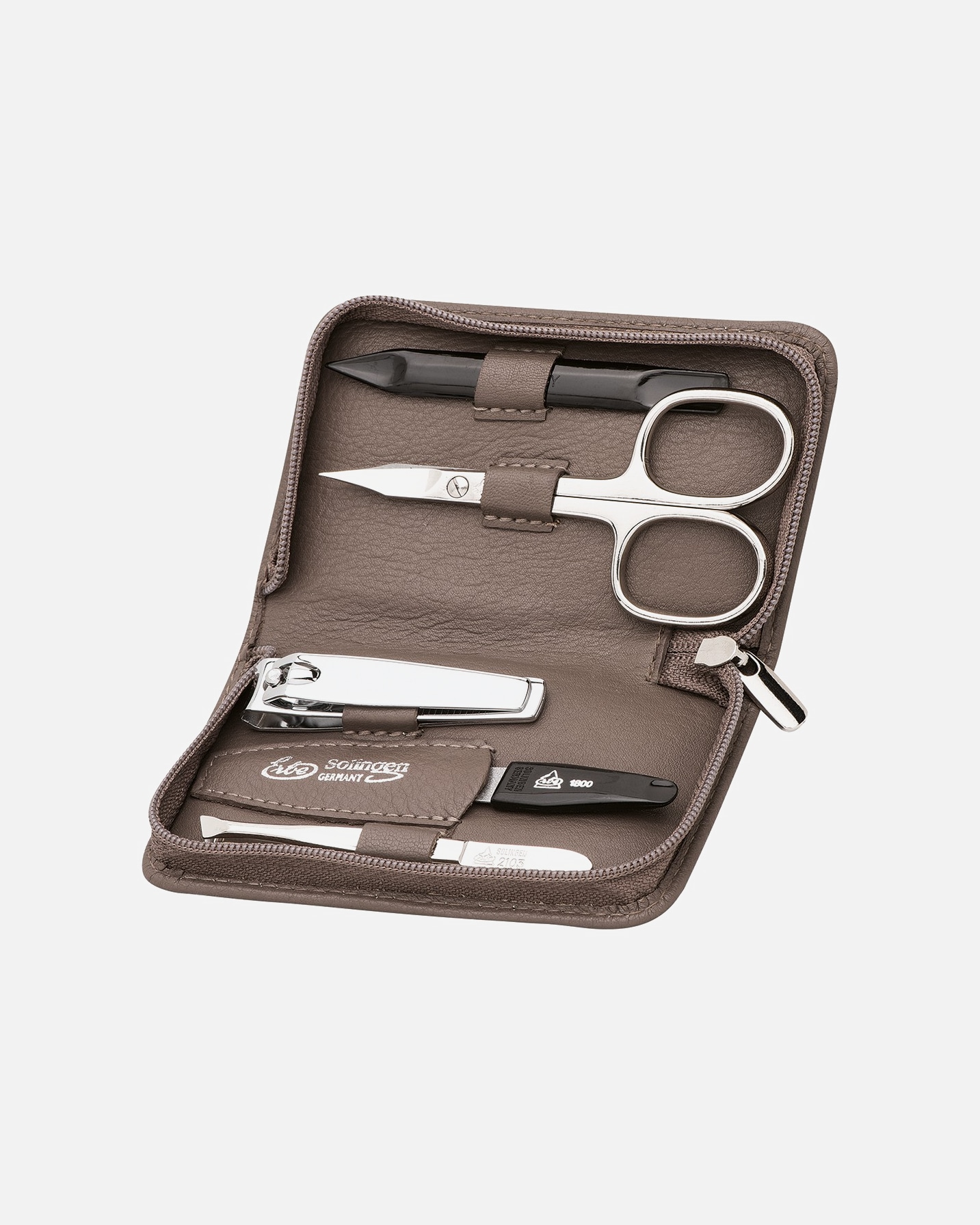 Geanta pentru cosmetice pentru Unisex Set de manichiură cu fermoar, culoare taupe, 5 piese 1 bucată