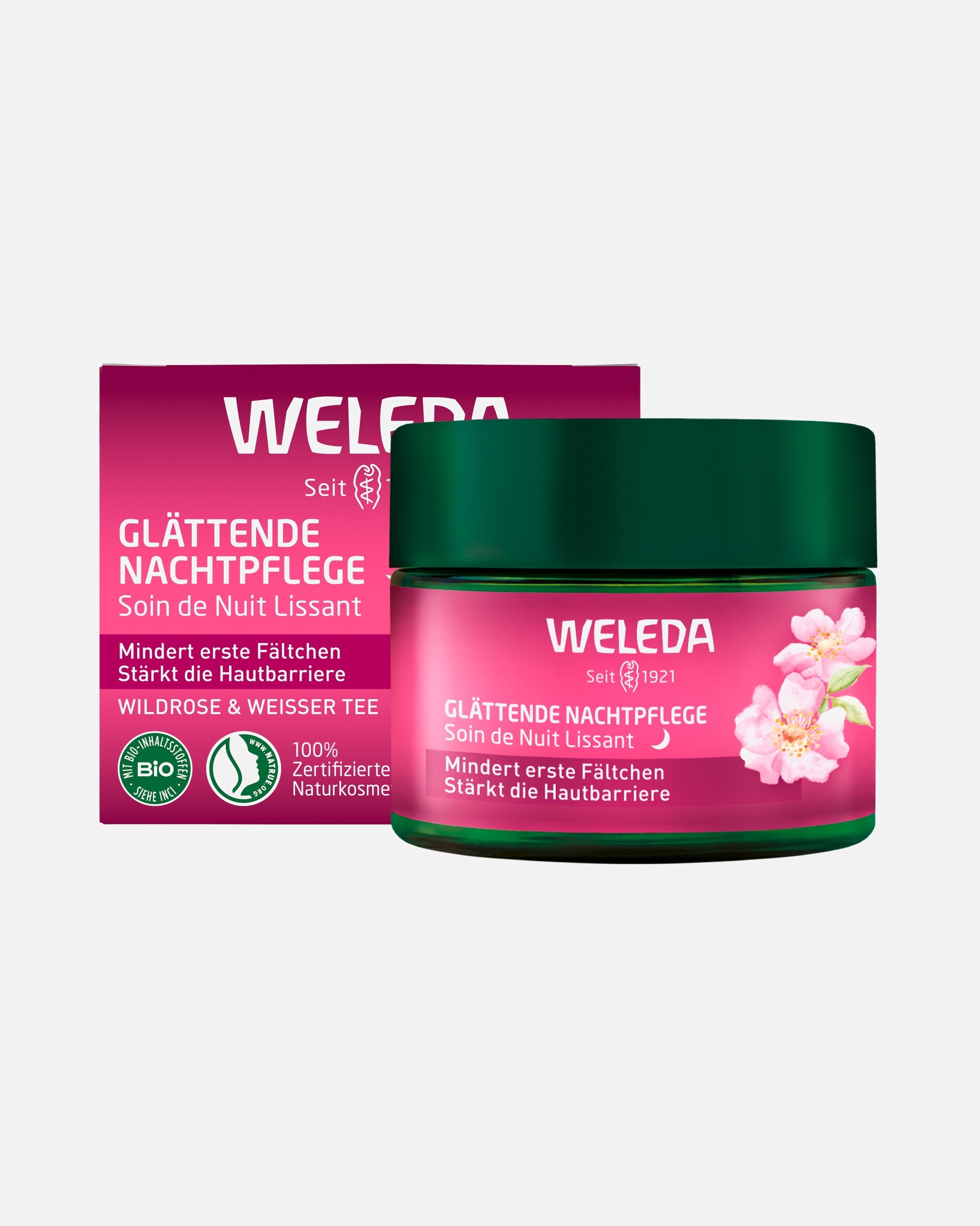 Crema de fata pentru Unisex Weleda Wild Rose Tratament de noapte cu efect de netezire „ Wildrose ” și ceai alb 40 ml