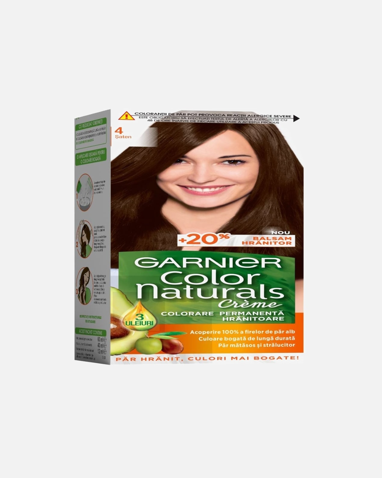 Vopsea de par pentru Unisex Garnier Color Naturals Vopsea de Par Permanenta 04 - Saten