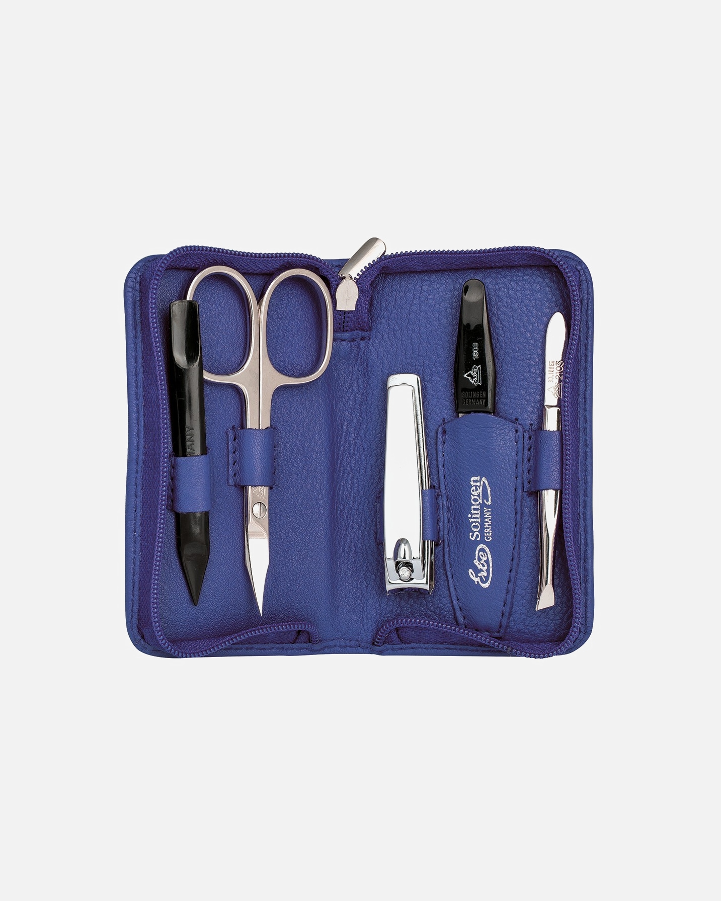 Geanta pentru cosmetice pentru Unisex Set de manichiură în trusă cu fermoar, albastru, 5 piese Albastru
