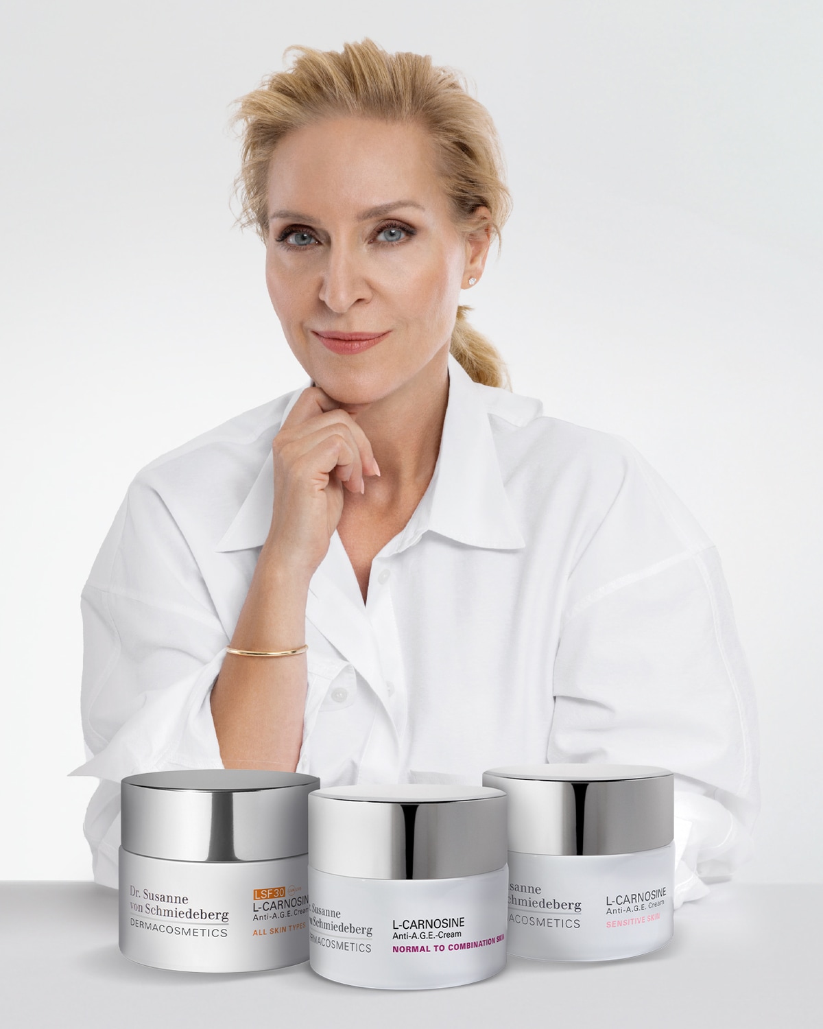 Descoperă crema anti-îmbătrânire L-CARNOSINE de la Dr. Susanne von Schmiedeberg, disponibilă pentru toate tipurile de piele, inclusiv cea sensibilă și normală/mixtă.