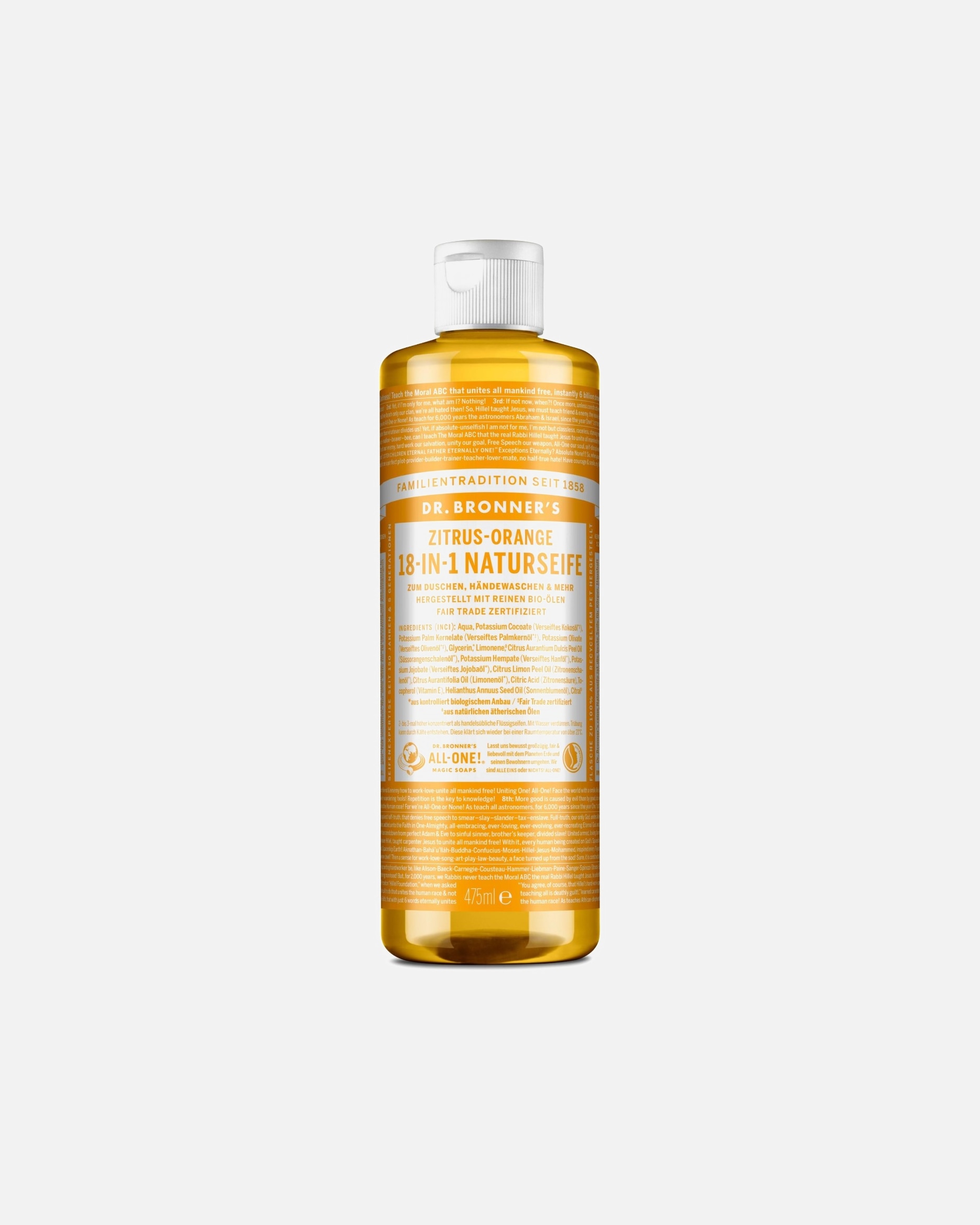 Gel de dus pentru Unisex Dr. Bronner's SĂPUN NATURAL 18-în-1 cu aromă de citrice și portocale