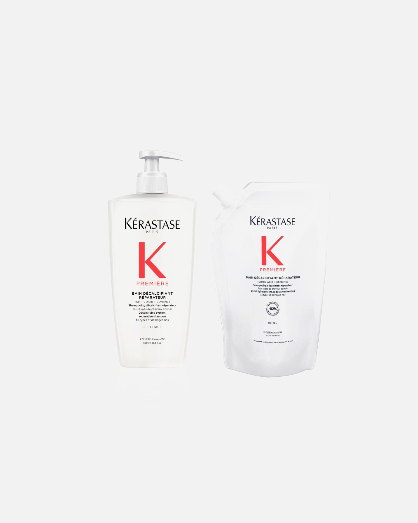 Set ingrijire par pentru Unisex Kérastase Première Bain Decalcifiant – flacon cu pompă reîncărcabil și pachet de reumplere pentru șampon
