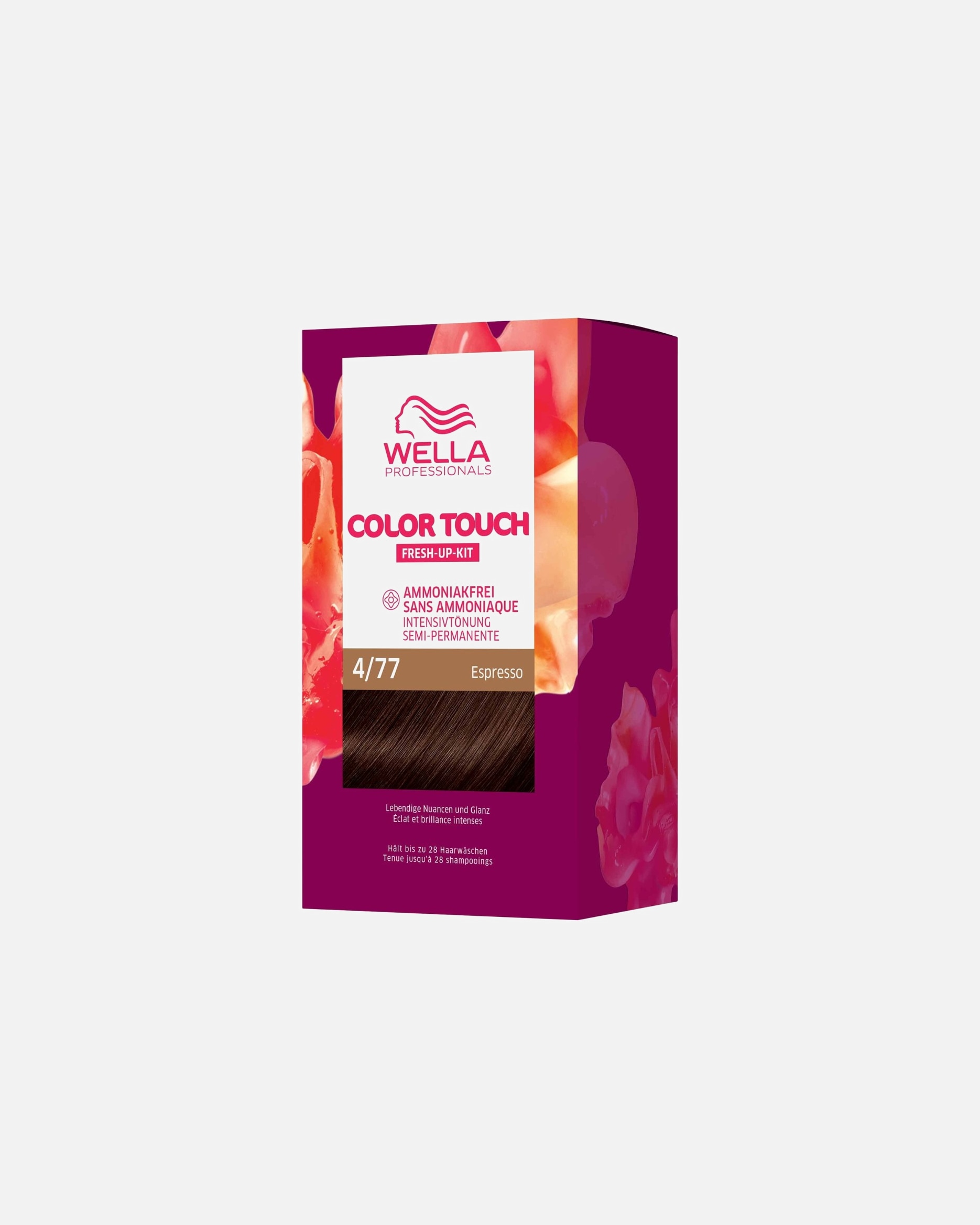 Vopsea de par pentru Unisex Wella Professionals Fresh-Up-Kit Nr. 4/77 - Espresso