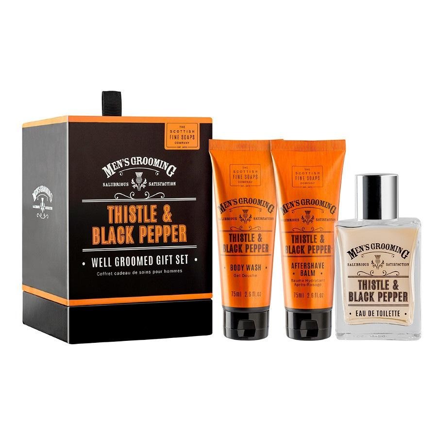 Accesorii ingrijire pentru Scottish Fine Soaps Men's Grooming Thistle&Black Pepper Well Groomed Gift Set 1 buc.