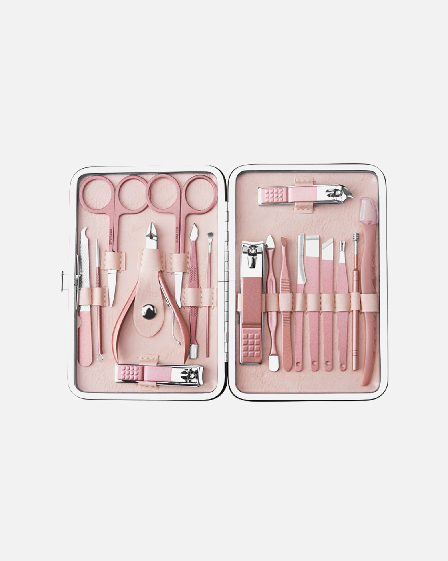 Set ingrijire unghii pentru Unisex UNIQ Set Manichiură 18-în-1 pentru Unghii Perfecte Aur roz