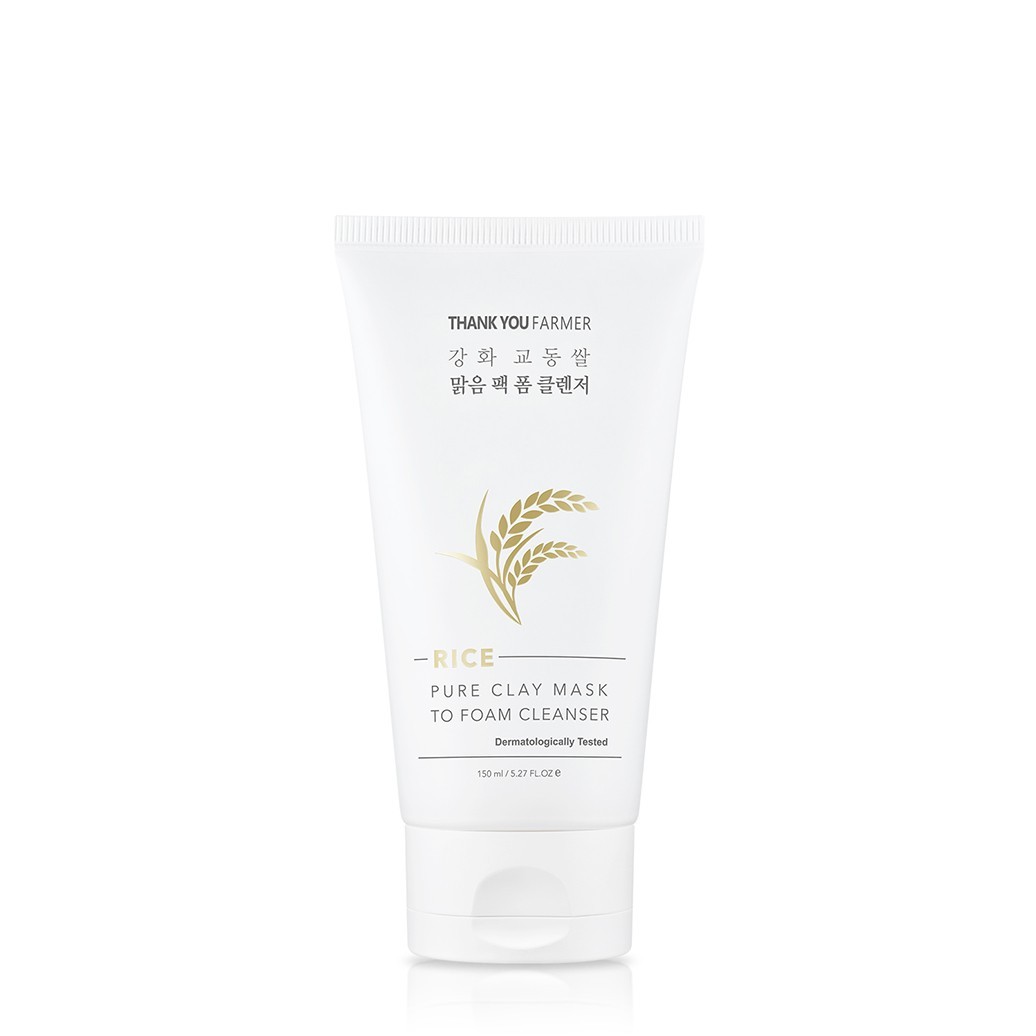 Masca de curatare pentru Thank you Farmer Rice Pure Clay Mask to Foam Cleanser 150 ml
