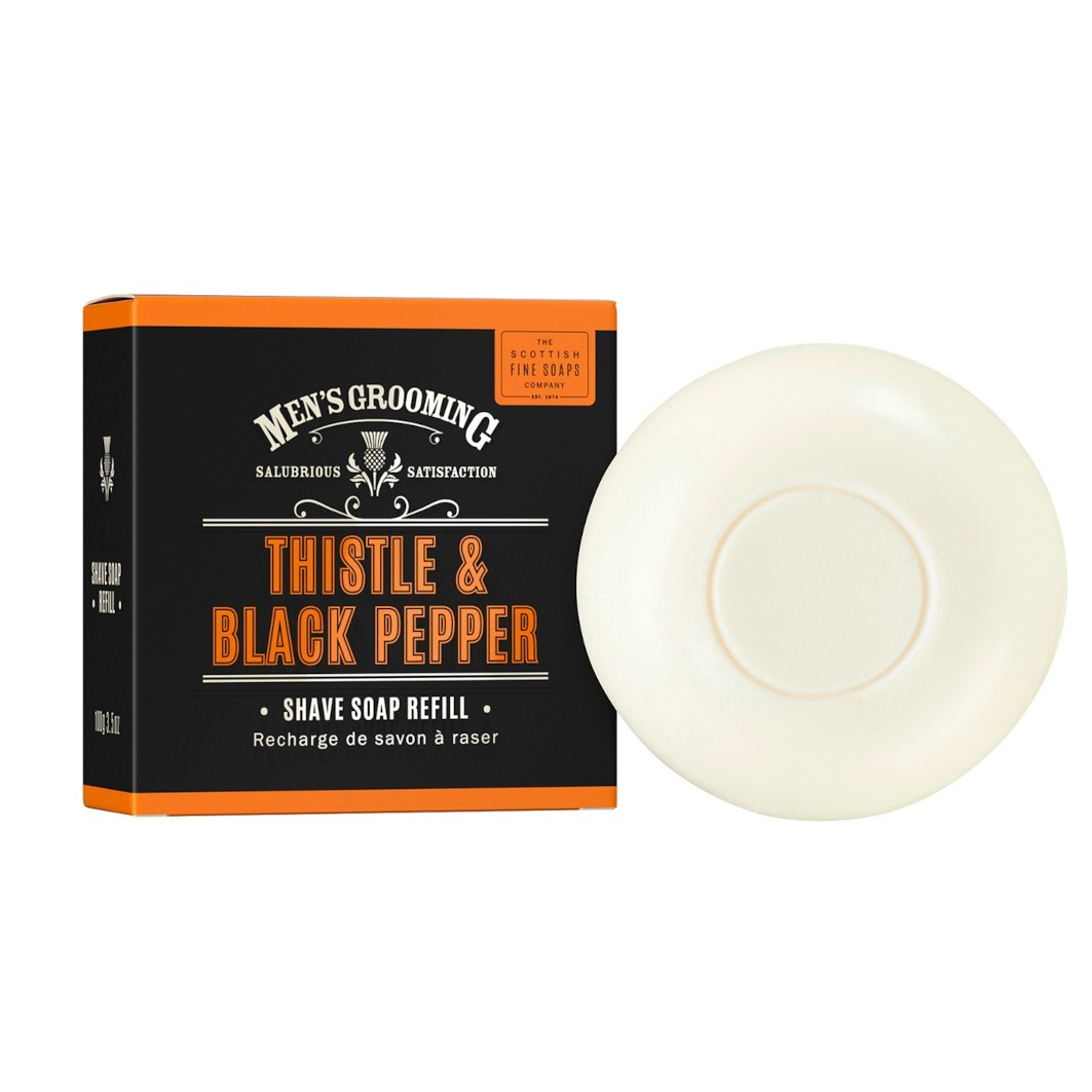 Crema de ras pentru Scottish Fine Soaps Thistle & Black Pepper Shave Soap Refill 100 g