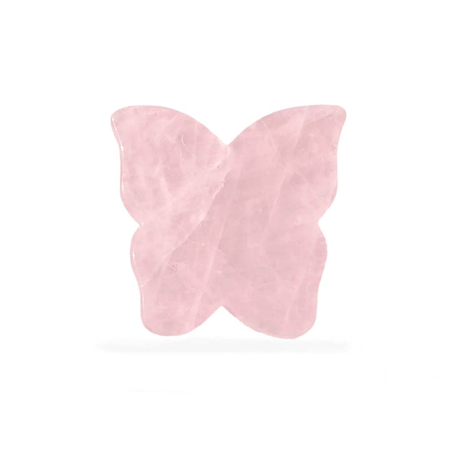 Placuta fluture pentru masaj facial gua sha din cuart roz