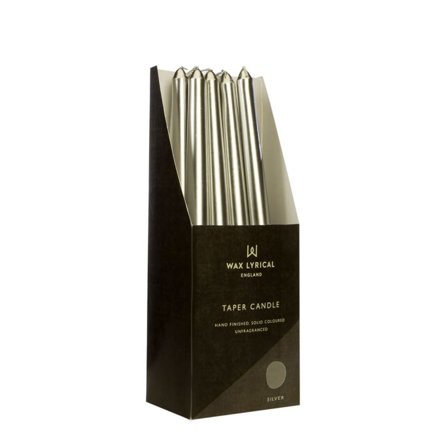 Silver Tapered Dinner Candle