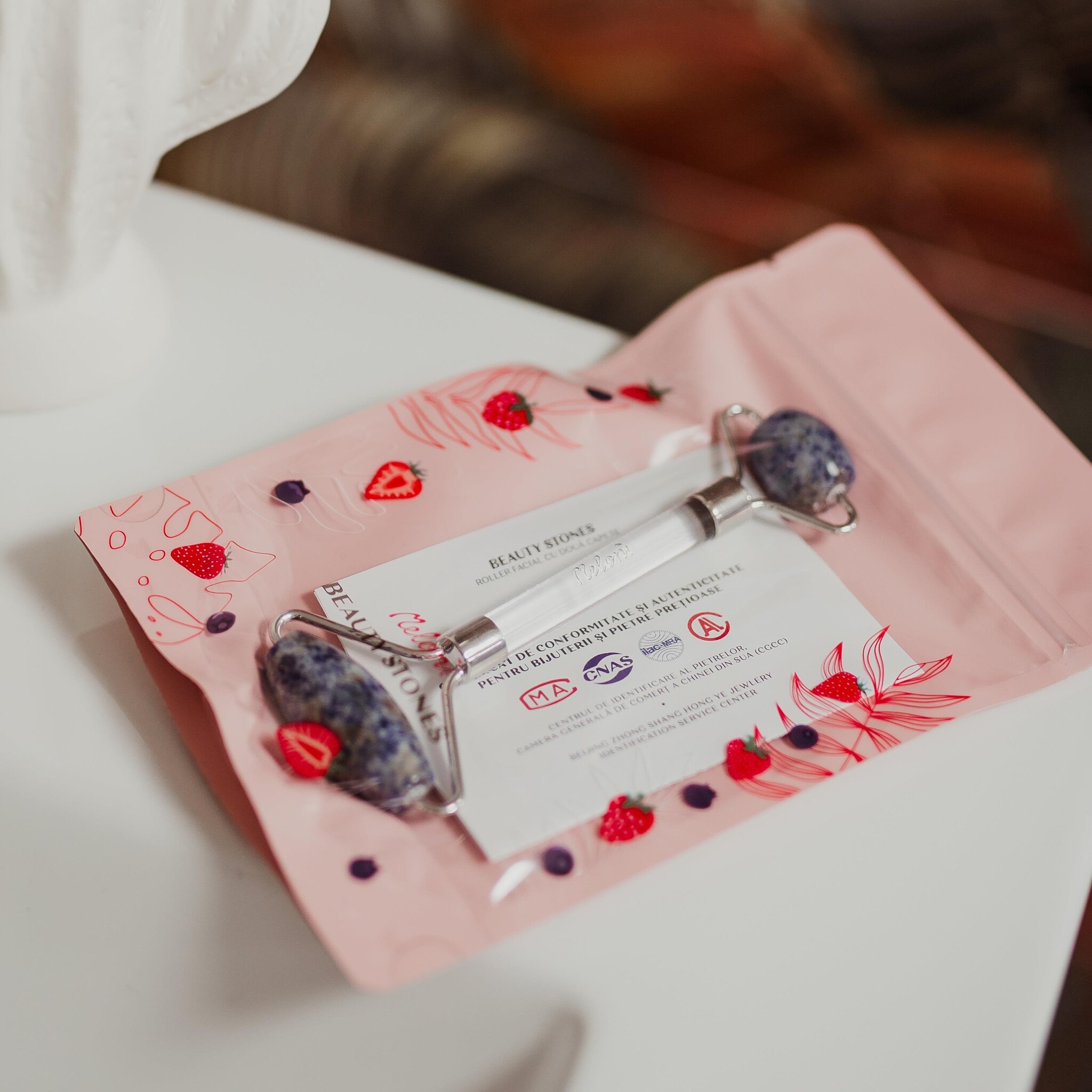 Roller Facial Quartz Albastru