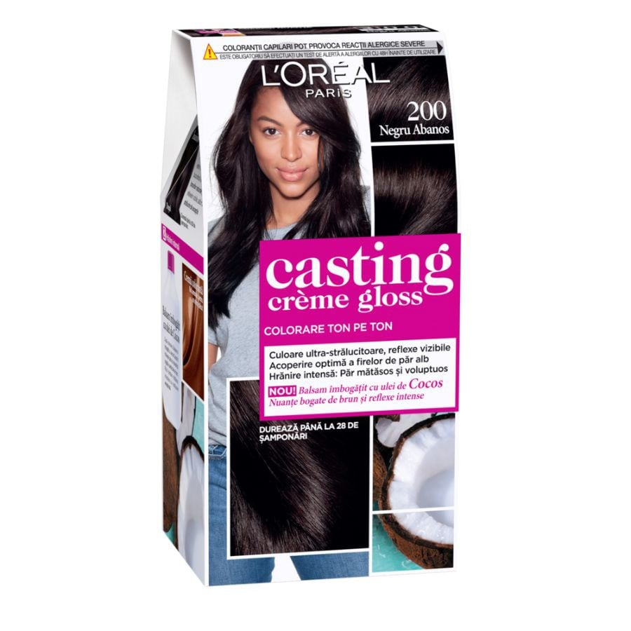 L'Oreal Paris Vopsea De Par Permanenta Cu Amoniac Casting Creme Gloss Noir Ebene Vopsea Par 1 Bucată