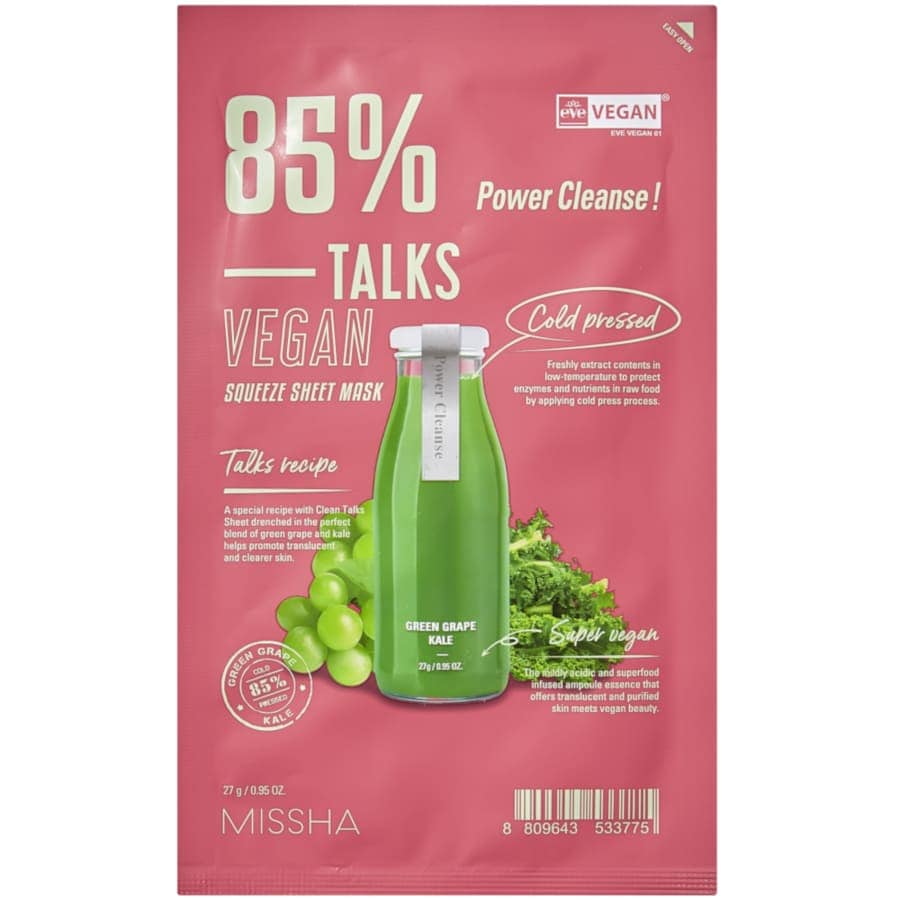 Missha Talks Vegan Squeeze Sheet Mask Power Cleanse  Masca Fata 27 g