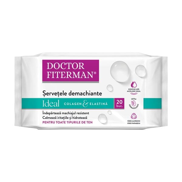 Doctor Fiterman Ideal Cleansing Wapes Colagen & Elastina  Servetele Demachiante 70 g
