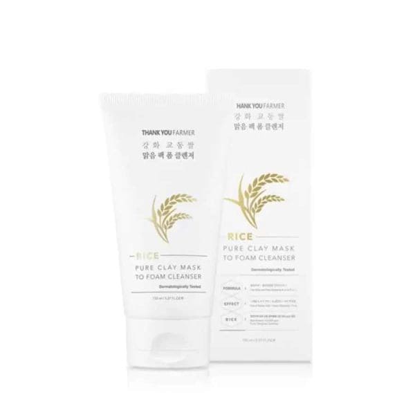 Thank You Farmer Rice Pure Clay Mask To Foam Cleanser  Spuma Curatare 150 ml