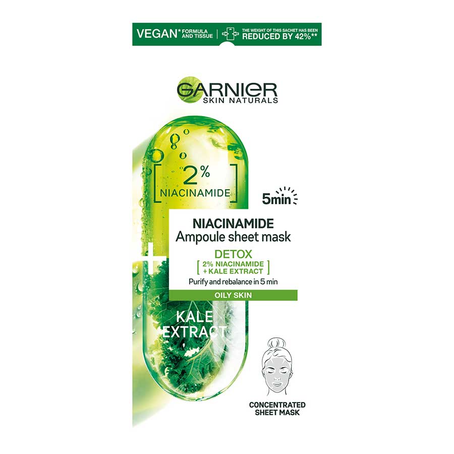 Garnier Masca Servetel Ampoule Detox Cu Kale  Masca 15 g