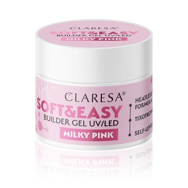 Claresa Soft & Easy Builder Gel UV Milky Pink Lac Unghii 12 g