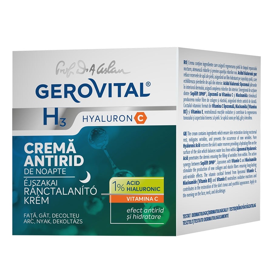 Gerovital Intensive Anti Wrinkle Cream With Hyaluronic Acid Night Care  Crema Fata 50 ml