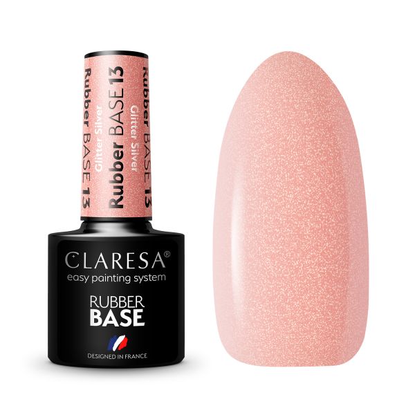 Claresa Rubber Base Glitter Silver Base Coat 5 g