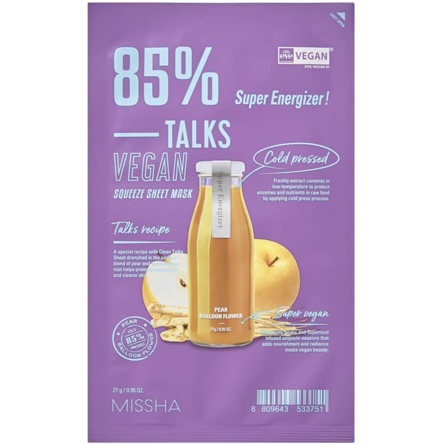 Missha Talks Vegan Squeeze Sheet Mask Super Energizer  Masca Fata 27 g
