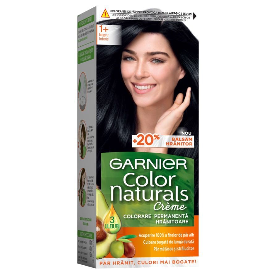 Garnier Color Naturals Vopsea De Par Permanenta + - Negru Intens Vopsea Par 1 Bucată