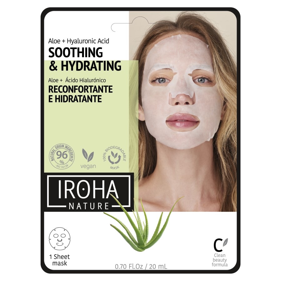 Iroha Tissue Face Mask Moisturizing Aloe Vera + Hyaluronic Acid  Masca 23 ml