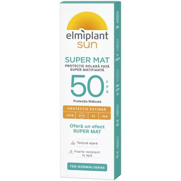 Elmiplant Sun Protection Mattifying Cream For Face SPF 50  Protectie Solara 50 ml