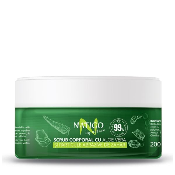 Natigo By Nature Body Scrub With Sugar And Aloe Vera  Exfoliant Corp 200 ml