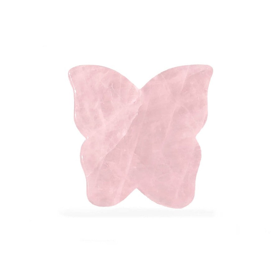 Crystallove Placuta Fluture Pentru Masaj Facial Gua Sha Din Cuart Roz  Dispozitiv Masaj 1 Bucată