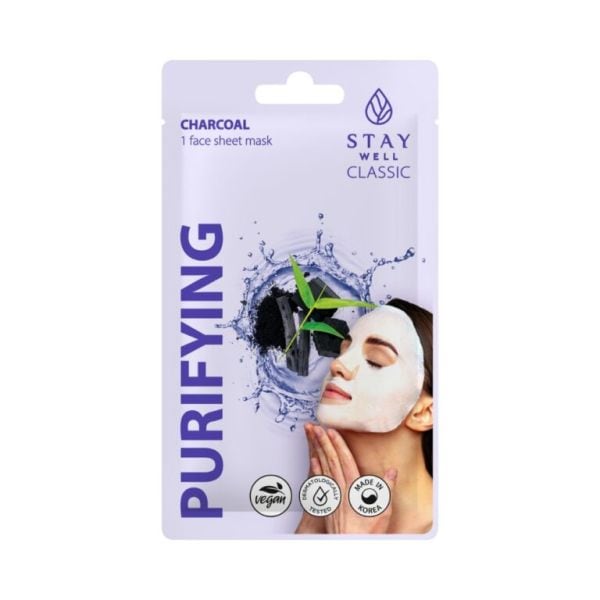 Stay Well Classic Sheet Mask Charcoal Purifying  Masca 22 g