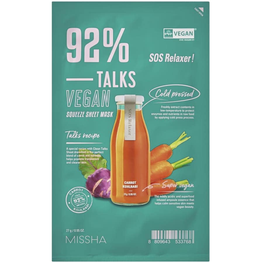 Missha Talks Vegan Squeeze Sheet Mask Sos Relaxer  Masca Fata 27 g