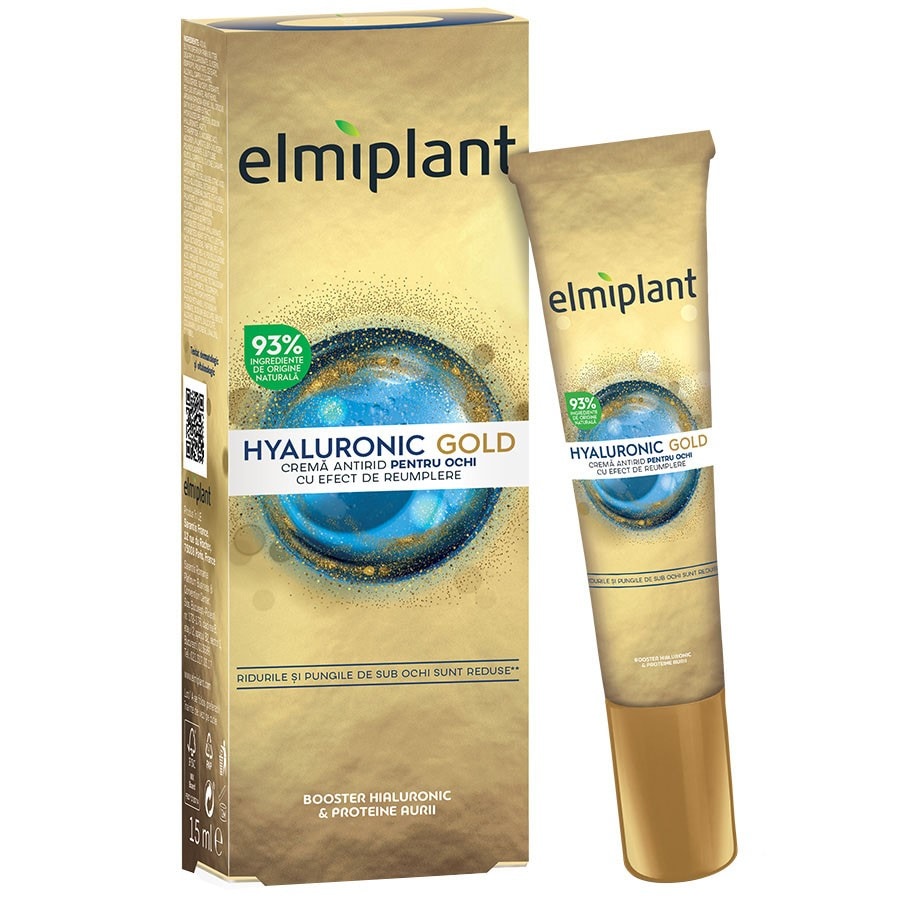 Elmiplant Hyaluronic Gold  Crema Antirid Pentru Ochi  Crema Ochi 15 ml