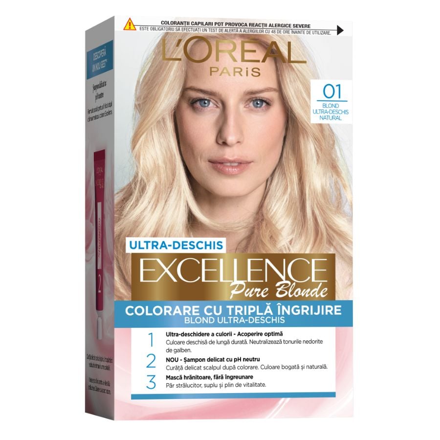 L'Oreal Paris Vopsea De Par Permanenta Cu Amoniac Excellence Creme Blond Ultra Deschis Natural Vopsea Par 1 Bucată