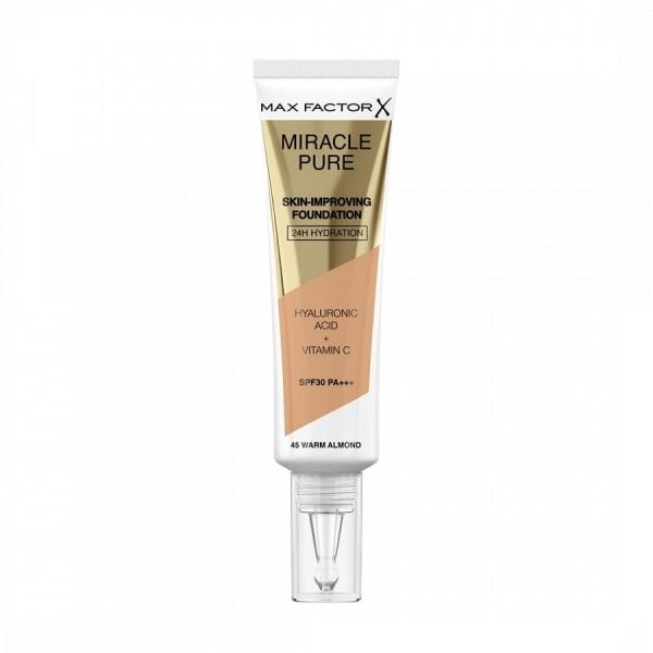 Max Factor Miracle Pure Foundation Hyaluronic Acid + Vitamina C SPF30 Warm Almond Fond Ten 30 ml