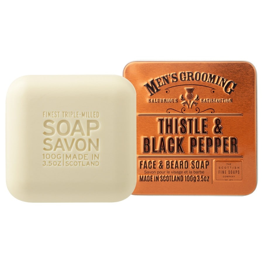 Scottish Fine Soaps Mens Grooming Thistle & Black Pepper Face & Beard Soap  Sapun 100 g