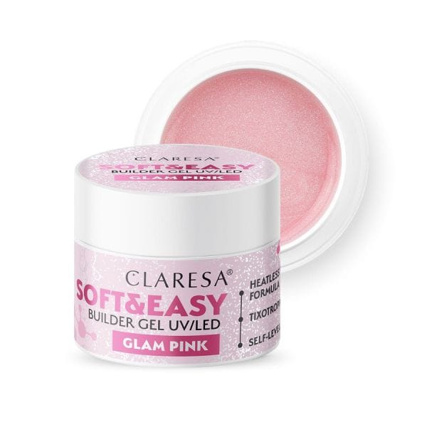 Claresa Soft & Easy Builder Gel UV Glam Pink Lac Unghii 12 g