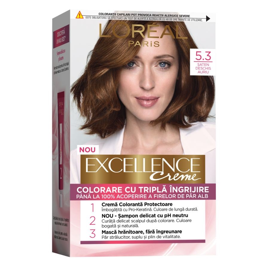 L'Oreal Paris Vopsea De Par Permanenta Cu Amoniac Excellence Creme .Saten Deschis Auriu Vopsea Par 1 Bucată