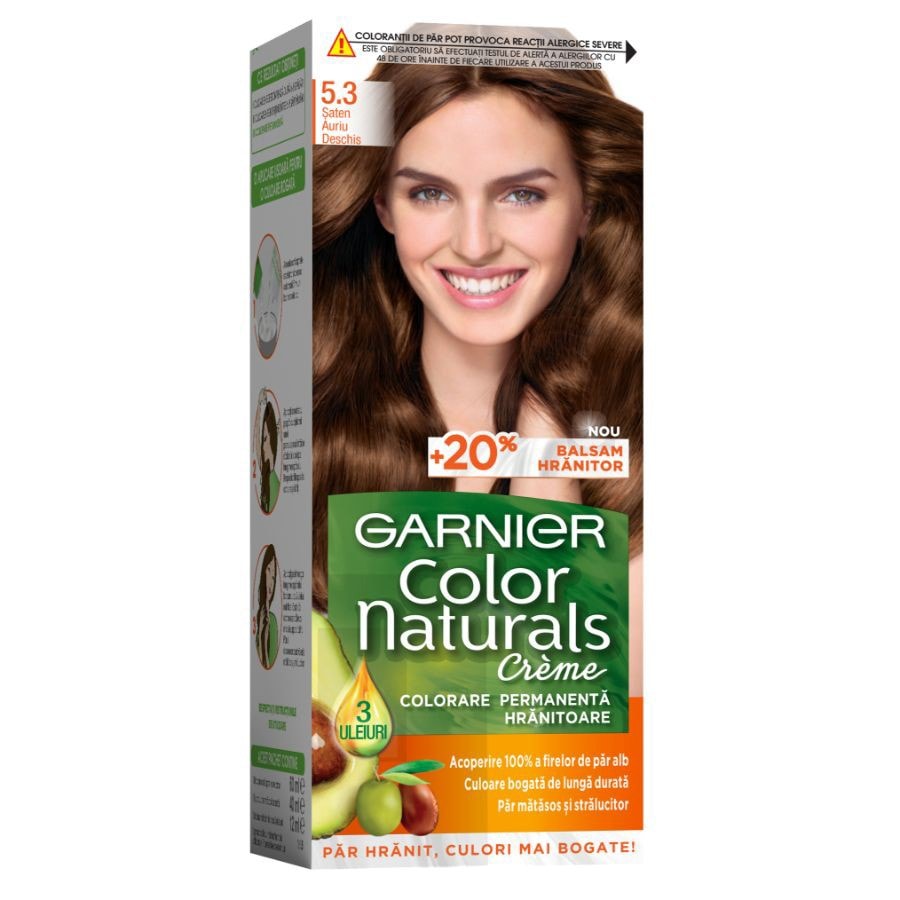 Garnier Color Naturals Vopsea De Par Permanenta .Saten Auriu Deschis Vopsea Par 1 Bucată