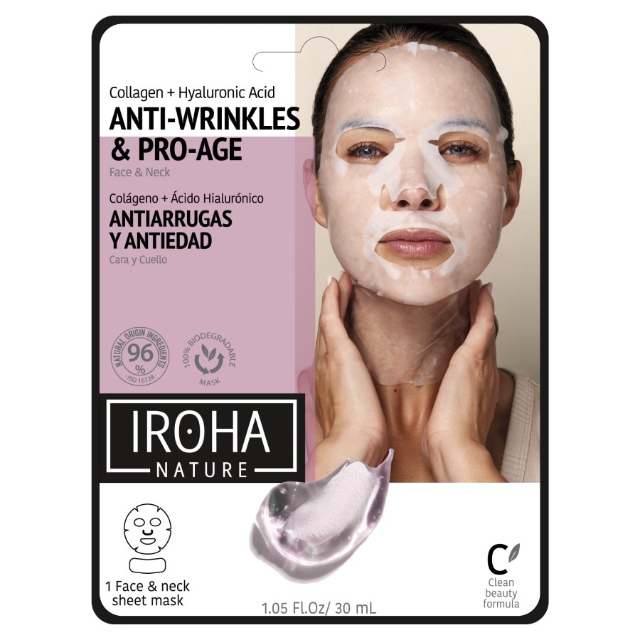 Iroha Cotton Face &Neck MaskAnti-age-Collagen  Masca 30 ml